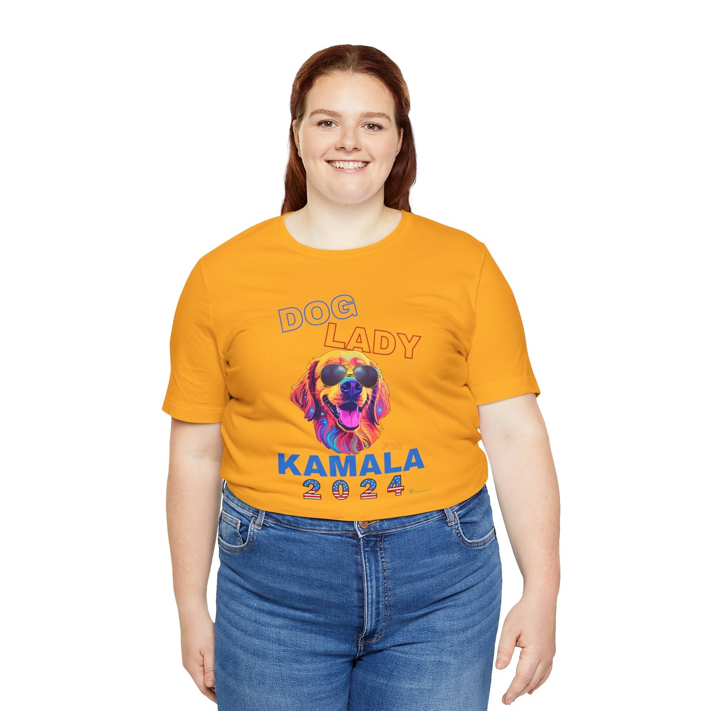 Dog Lady For Kamala Jersey Tee- Golden, One-Sided Design