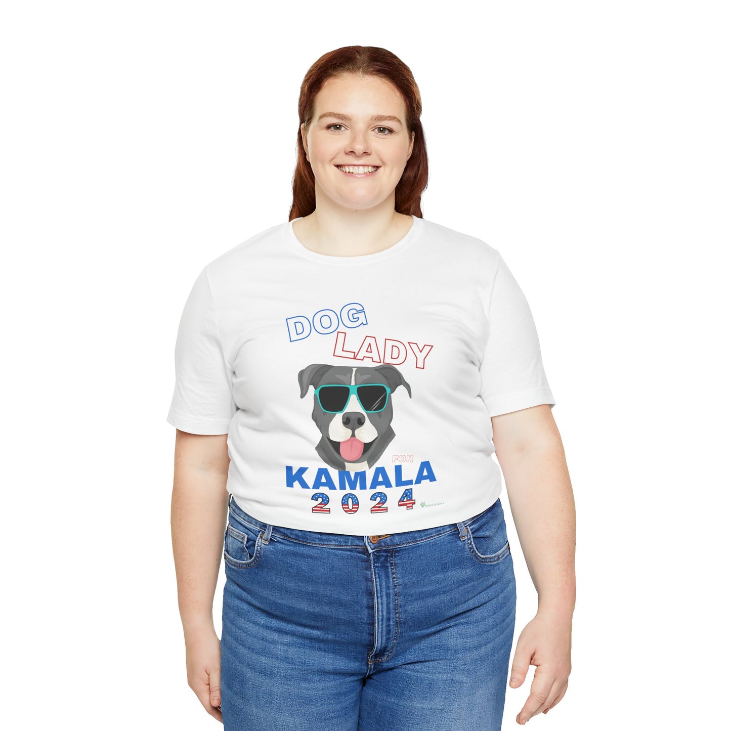 Dog Lady For Kamala Jersey Tee- Pittie, Double Sided Design