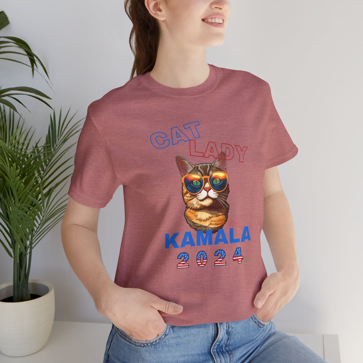 Cat Lady For Kamala Jersey Tee- Orange Tabby #1, One-Side Design