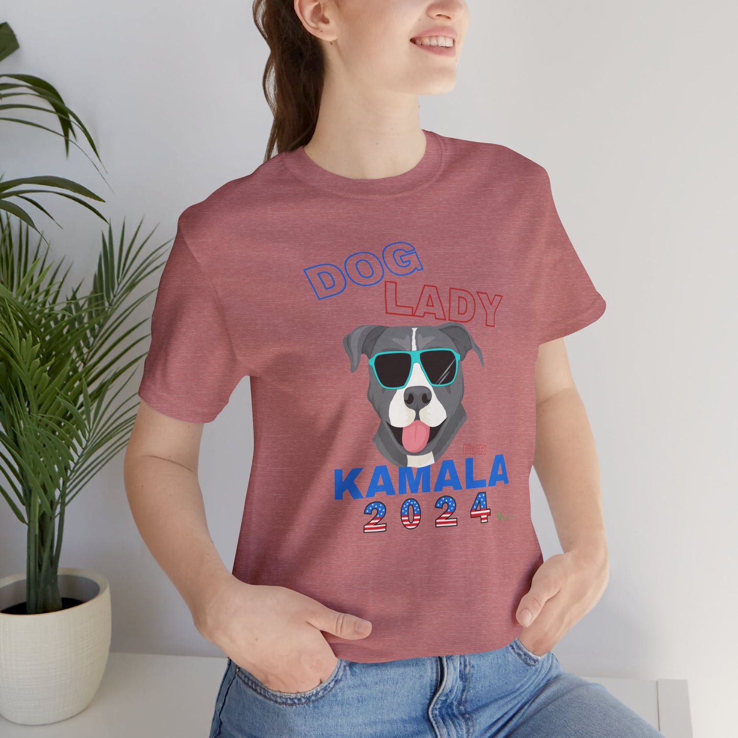 Dog Lady For Kamala Jersey Tee- Pittie, Double Sided Design