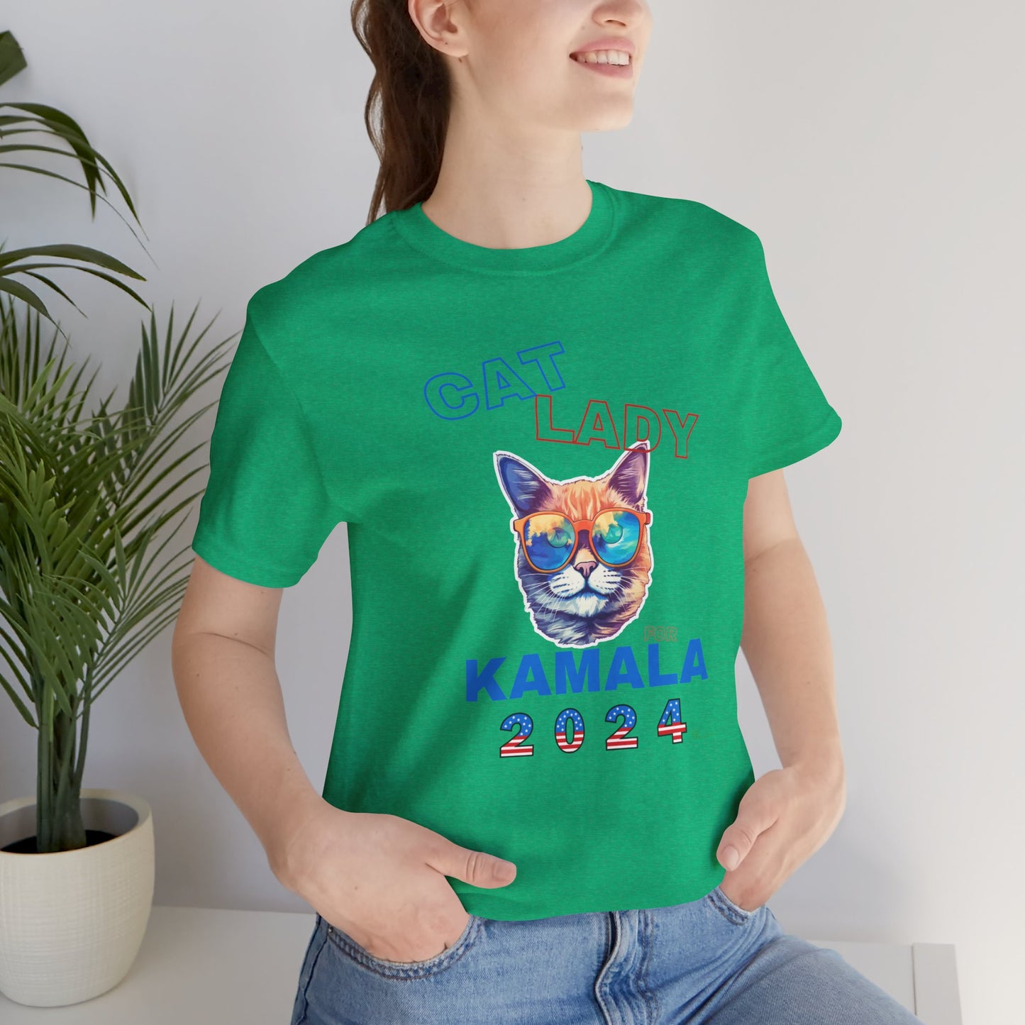 Cat Lady For Kamala Jersey Tee- Orange Tabby #2, One-Sided Design