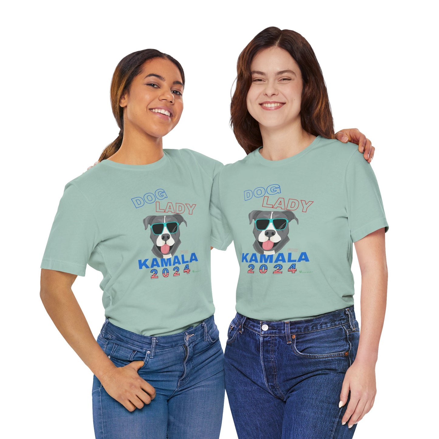 Dog Lady For Kamala Jersey Tee- Pittie, Double Sided Design