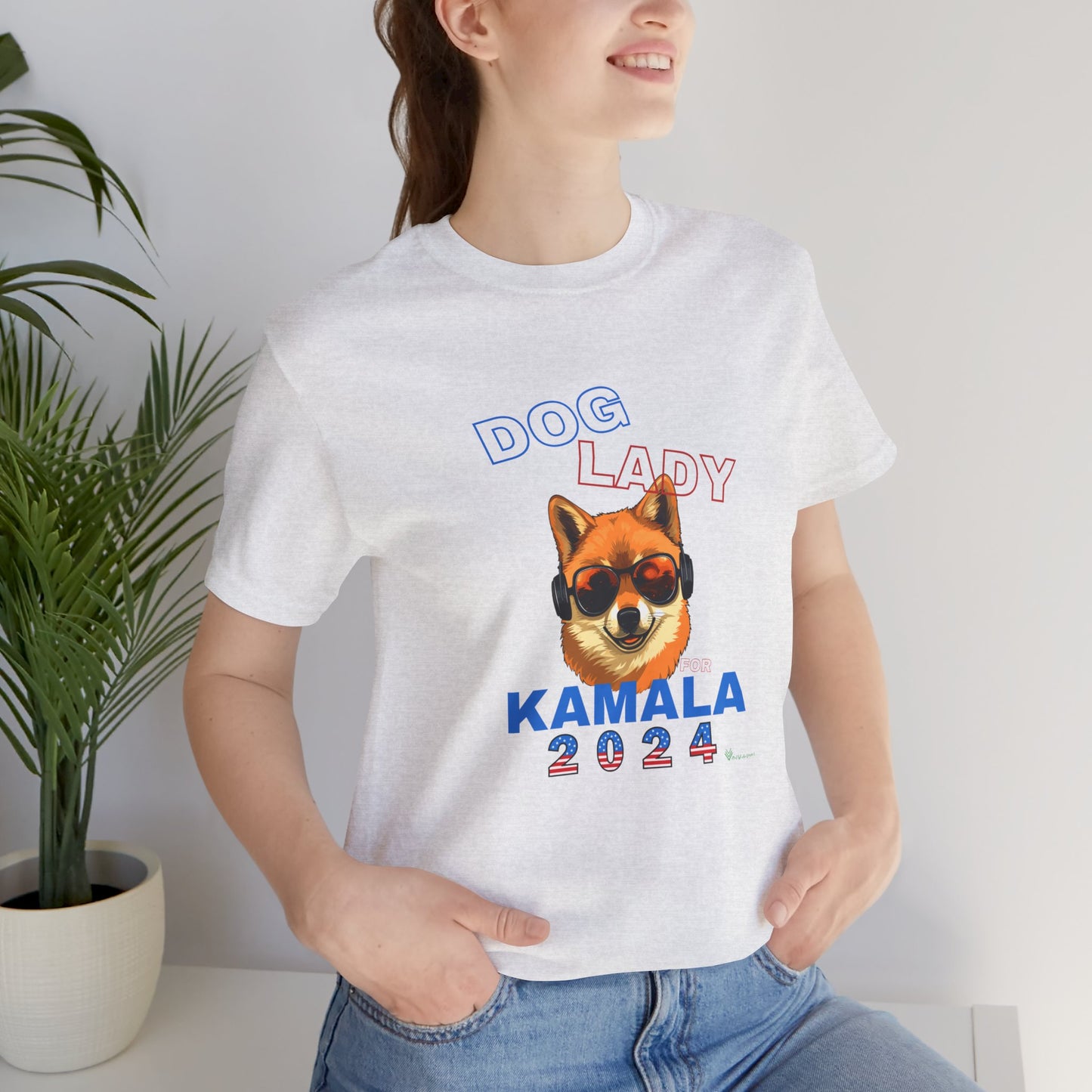 Dog Lady For Kamala Jersey Tee- Shiba Inu, Double-Sided Design