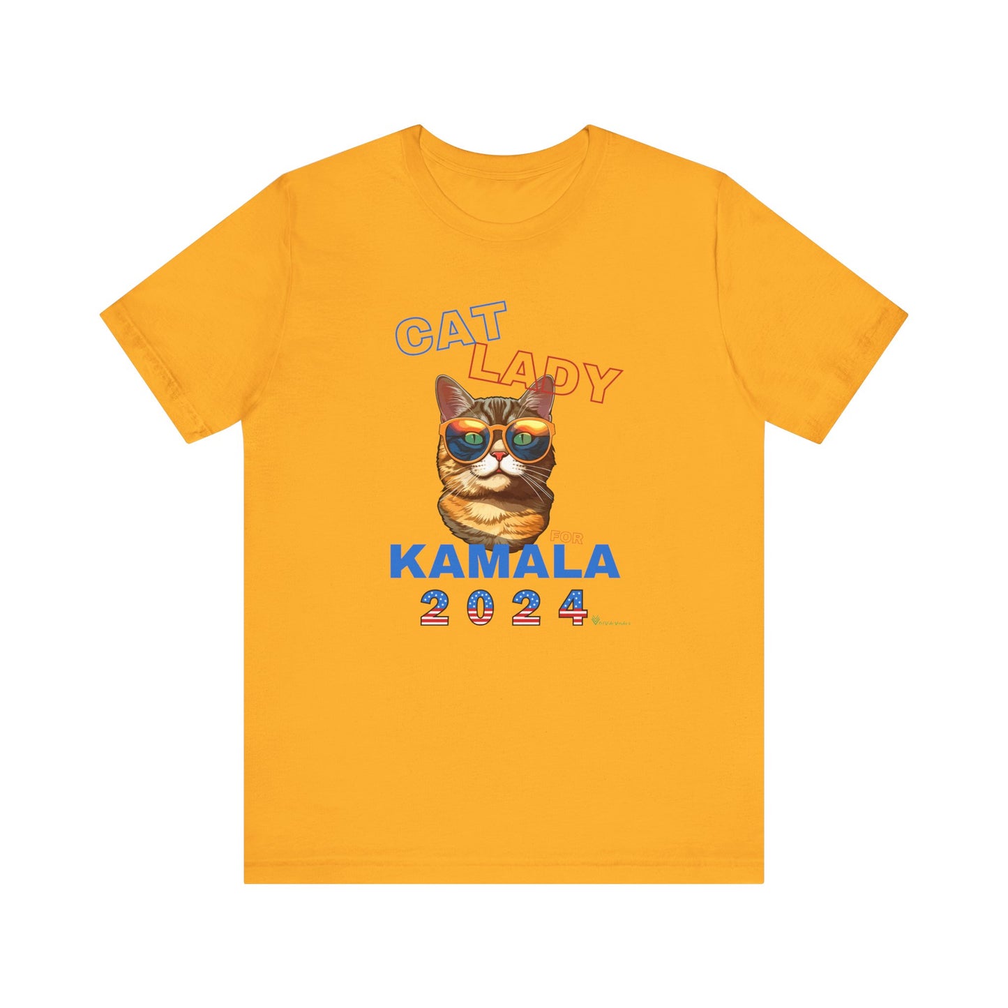 Cat Lady For Kamala Jersey Tee- Orange Tabby #1, Double-Side Design