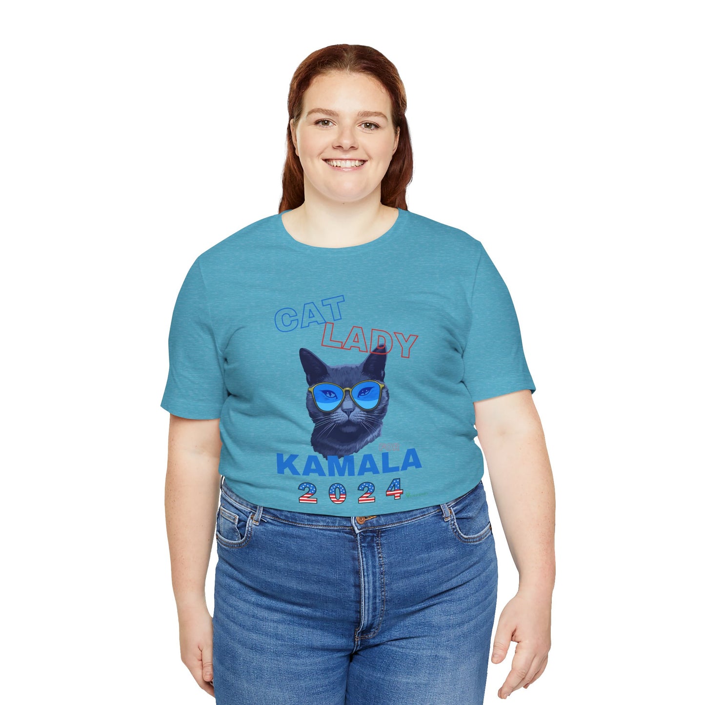 Cat Lady For Kamala Jersey Tee- Black Cat, One-Sided Design