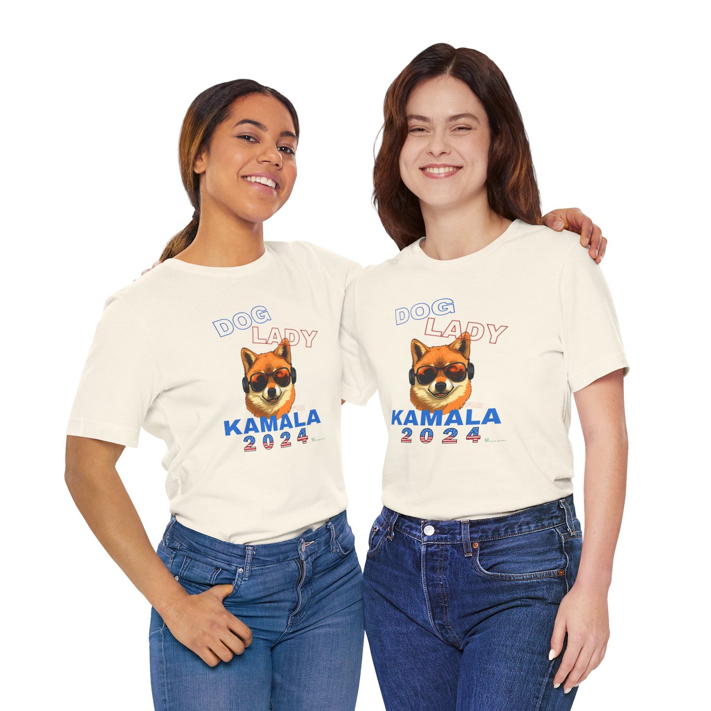 Dog Lady For Kamala Jersey Tee- Shiba Inu, Double-Sided Design