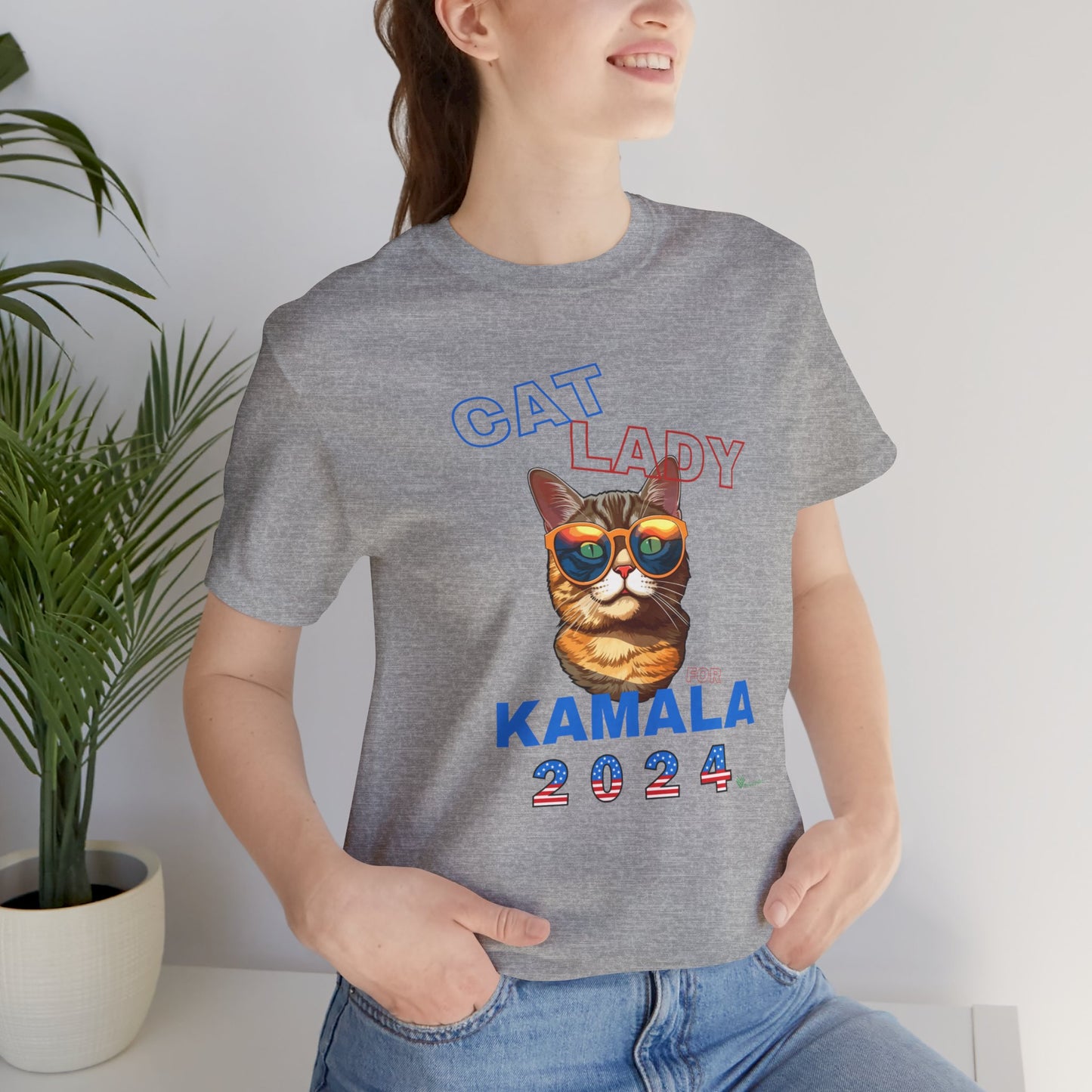 Cat Lady For Kamala Jersey Tee- Orange Tabby #1, One-Side Design