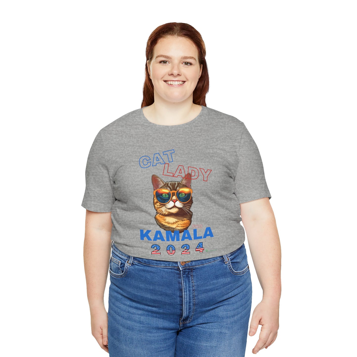 Cat Lady For Kamala Jersey Tee- Orange Tabby #1, One-Side Design