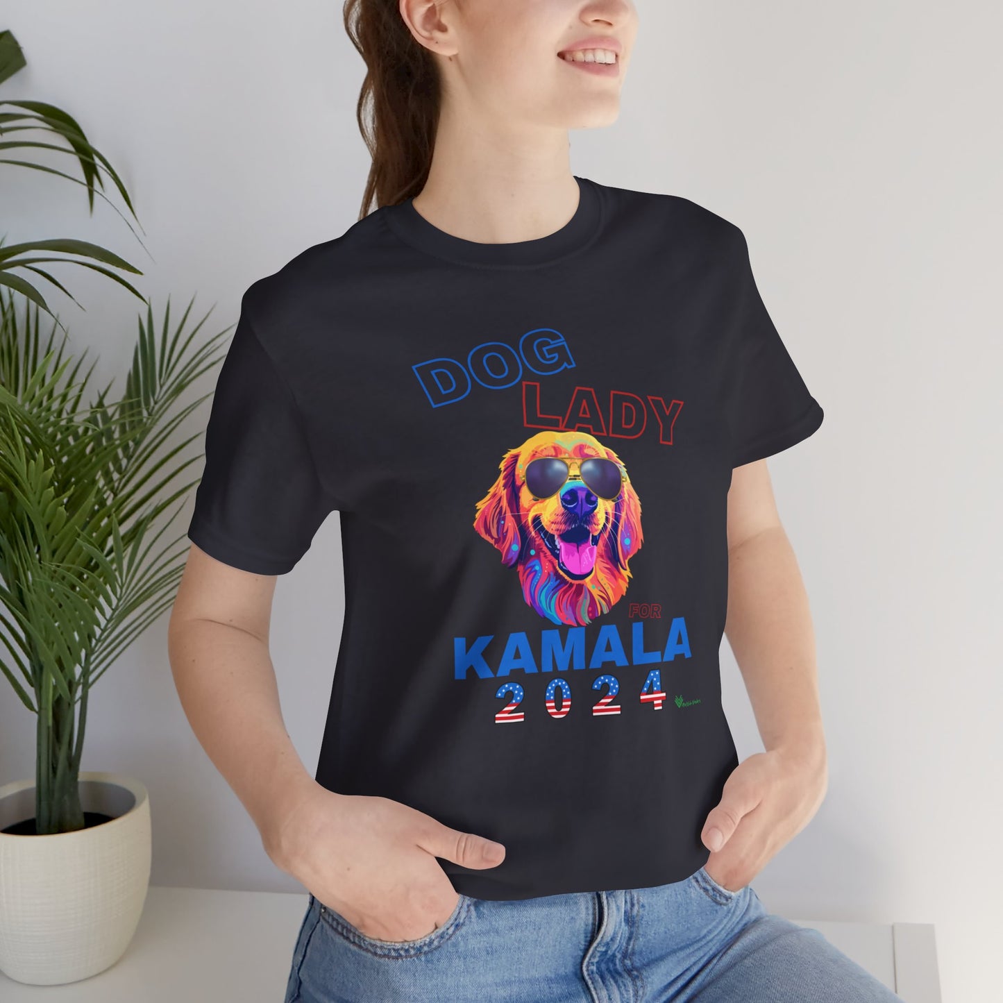 Dog Lady For Kamala Jersey Tee- Golden, One-Sided Design