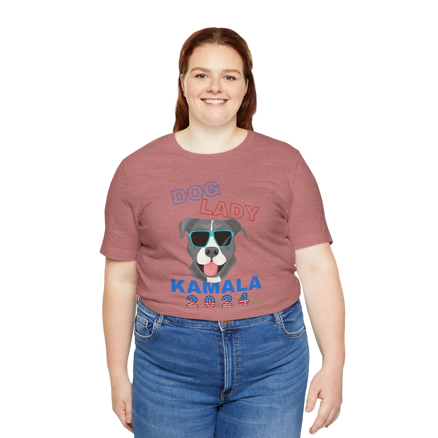 Dog Lady For Kamala Jersey Tee- Pittie, Double Sided Design