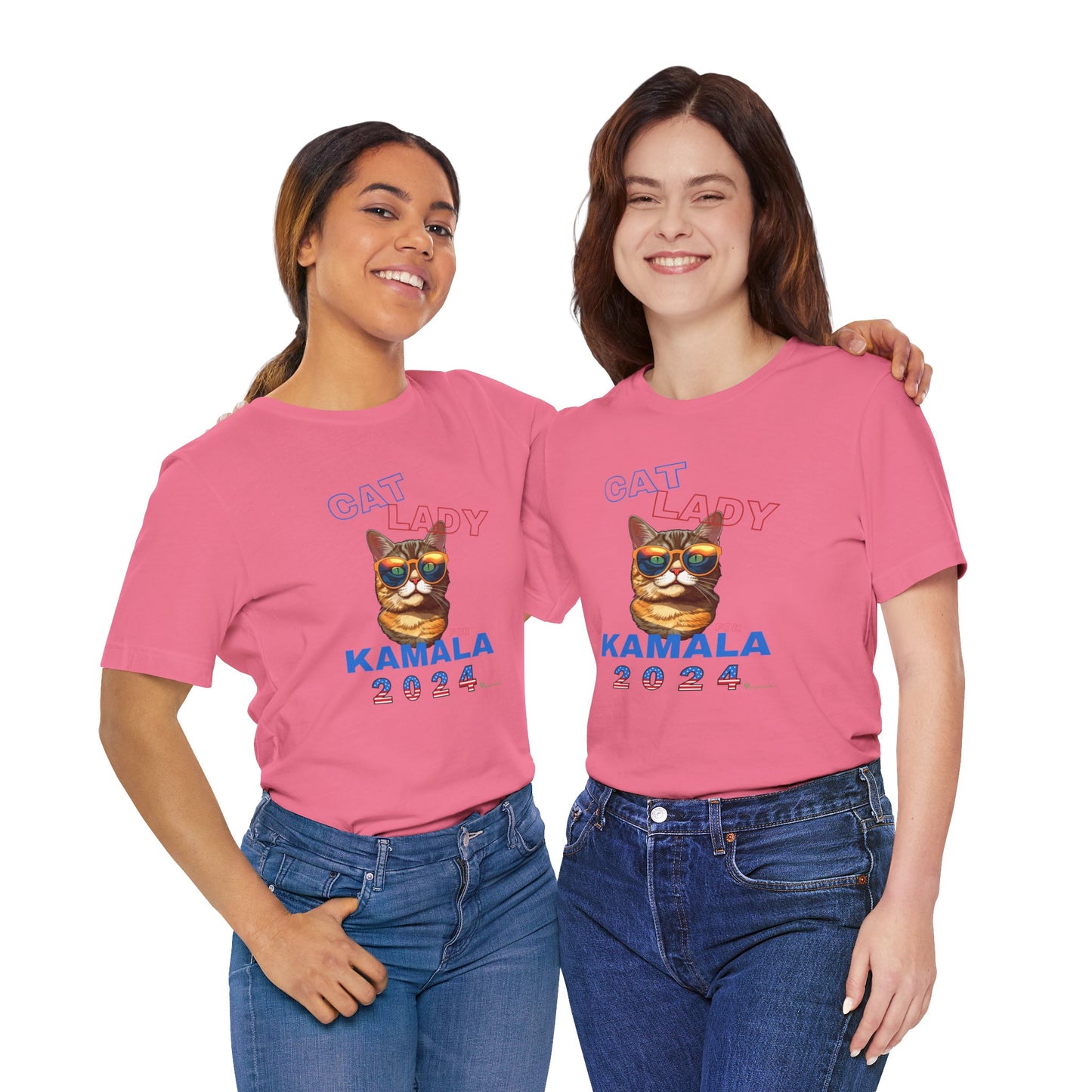 Cat Lady For Kamala Jersey Tee- Orange Tabby #1, One-Side Design