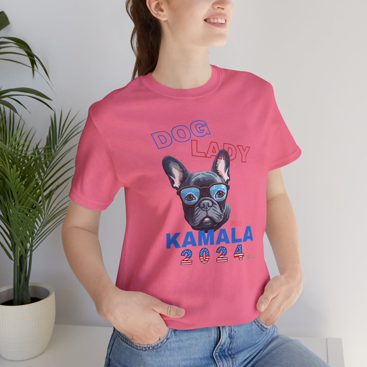 Dog Lady For Kamala Jersey Tee- Frenchie, One-Sided Design