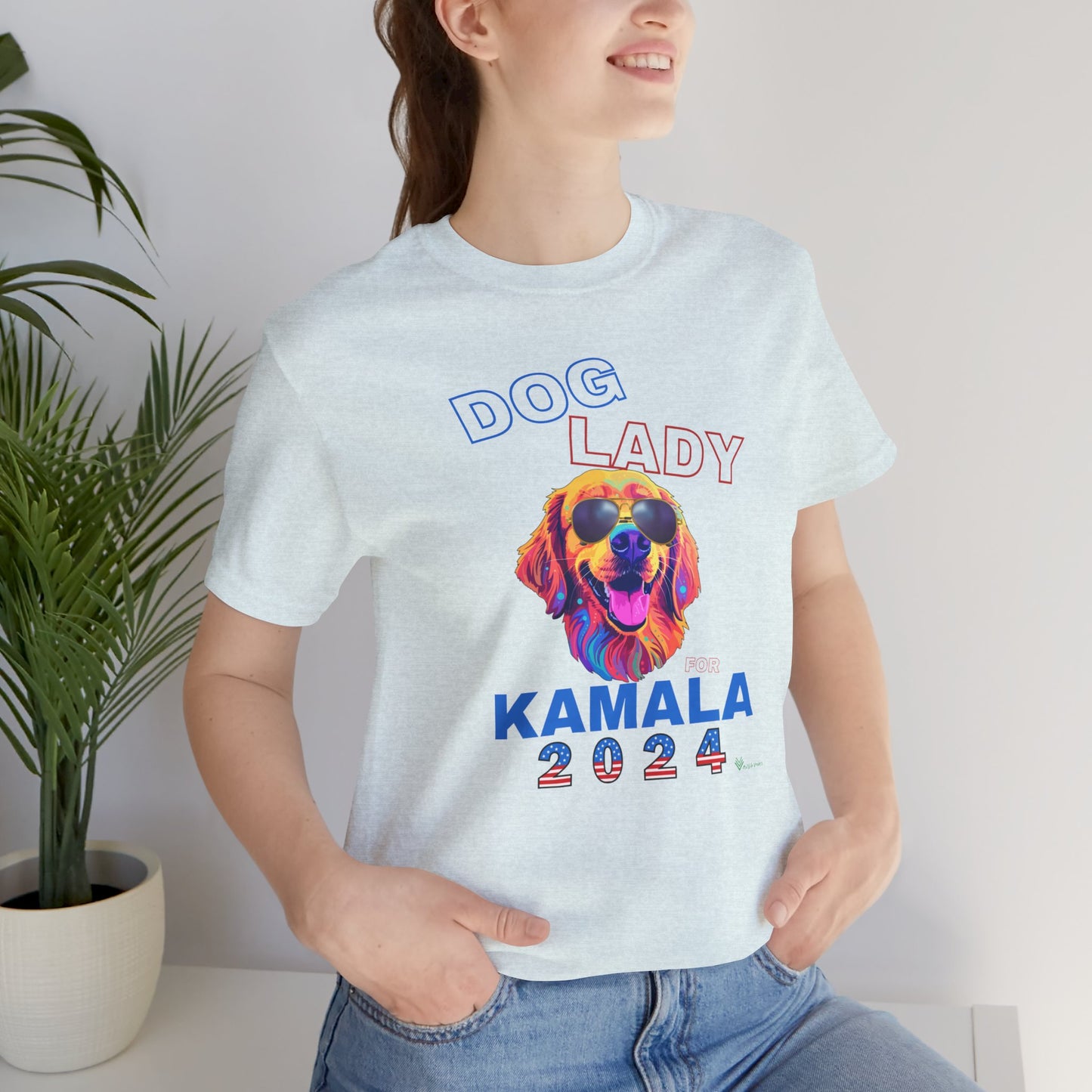 Dog Lady For Kamala Jersey Tee- Golden, One-Sided Design