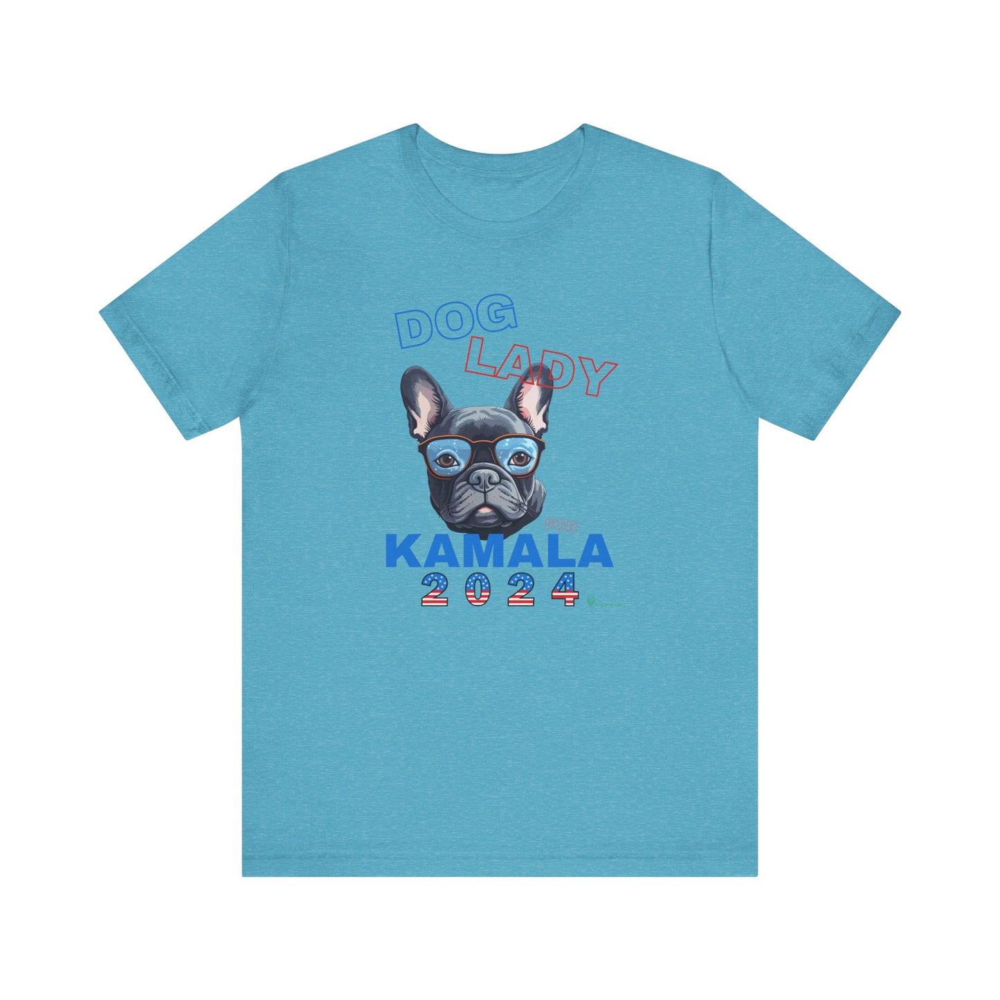 Dog Lady For Kamala Jersey Tee- Frenchie, Double-Sided Design