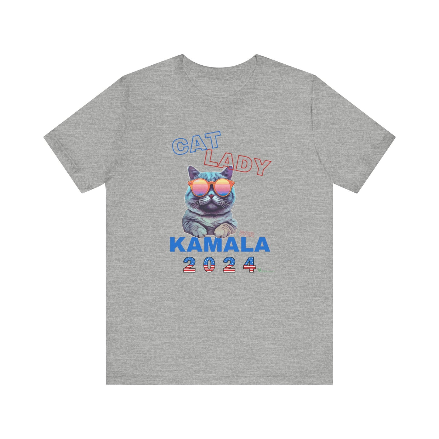 Cat Lady For Kamala Jersey Tee- Gray Cat, One-Sided Design